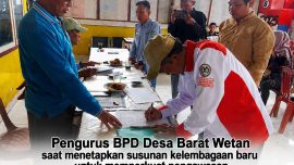 Rapat pembentukan susunan kelembagaan baru BPD Desa Barat Wetan di Kecamatan Kabawetan, Kabupaten Kepahiang.