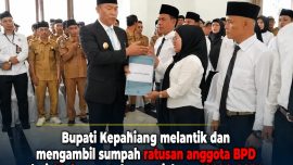 Pelantikan 333 anggota BPD Kabupaten Kepahiang oleh Bupati Zurdi Nata di Aula Guest House