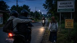 Warga melintas di jalan wilayah Bermani Ilir dan Muara Kemumu, Kepahiang, yang disebut rawan dugaan penodongan.