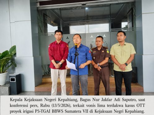 Sidang vonis lima terdakwa kasus OTT fee proyek irigasi P3-TGAI BBWS Sumatera VII di Pengadilan Tipikor Bengkulu.