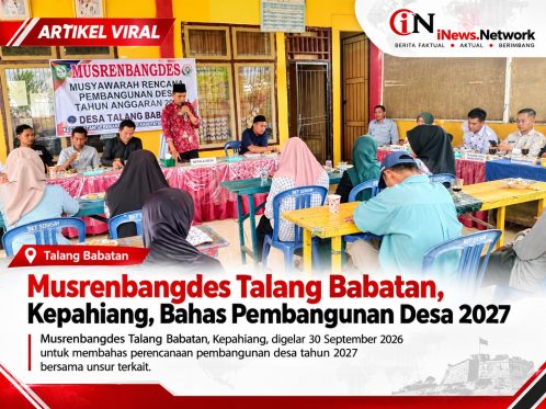 Musrenbangdes Talang Babatan Bahas Perencanaan Pembangunan Desa Tahun 2027 1 Musrenbangdes Pemerintah Desa Talang Babatan Kecamatan Seberang Musi Kabupaten Kepahiang untuk perencanaan pembangunan tahun 2027.